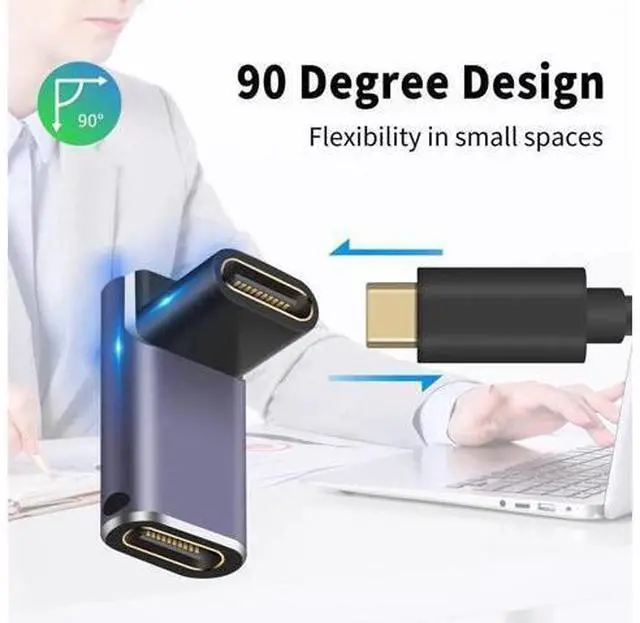Alt view image 7 of 7 - USB C Female to Female Adapter, USB C Coupler 240W, 40Gbps 90 Degree Type C Coupler with 8K Video Display Compatible for Thunderbolt 4/3, MacBook Pro and Phones (2Pack)