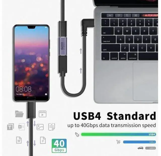 Alt view image 5 of 7 - USB C Female to Female Adapter, USB C Coupler 240W, 40Gbps 90 Degree Type C Coupler with 8K Video Display Compatible for Thunderbolt 4/3, MacBook Pro and Phones (2Pack)
