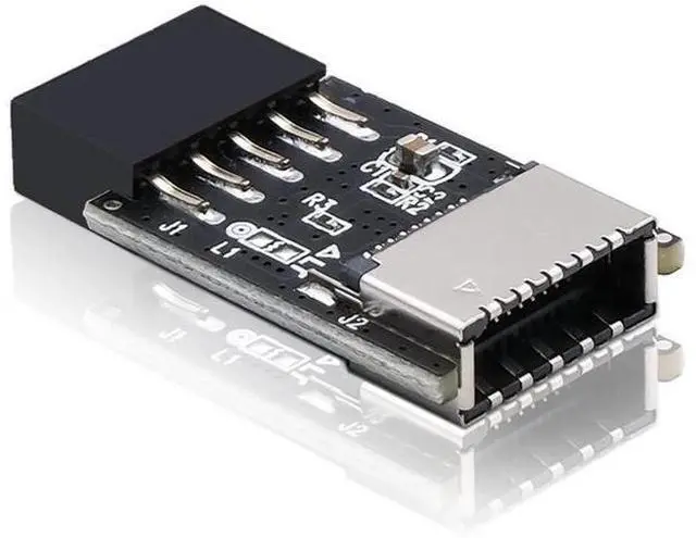 Main image of USB2.0 Internal Header (9-Pin) to USB3.1/3.2 Type-C (20-Pin) A-Key Front Panel 180 Degrees Adapter, Extend USB Type E Ports to PCs Front Panel USB Ports