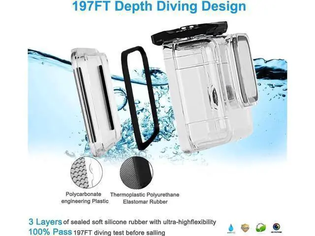 Alt view image 4 of 7 - 60M Waterproof Case for GoPro Hero 12 Black / Hero 11 Black / Hero 10 Black / Hero 9 Black, Protective Underwater Dive Housing Shell with Bracket Accessories for Go Pro Hero 12 11 10 9 Action Camera