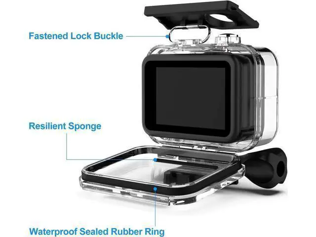 Alt view image 3 of 7 - Waterproof Case for GoPro Hero 12 / Hero 11 / Hero 10 / Hero 9 Black, 60M/196FT Underwater Protective Dive Housing Shell with Bracket Mount Accessories for Go Pro Hero 12/11/10/9 Action Camera