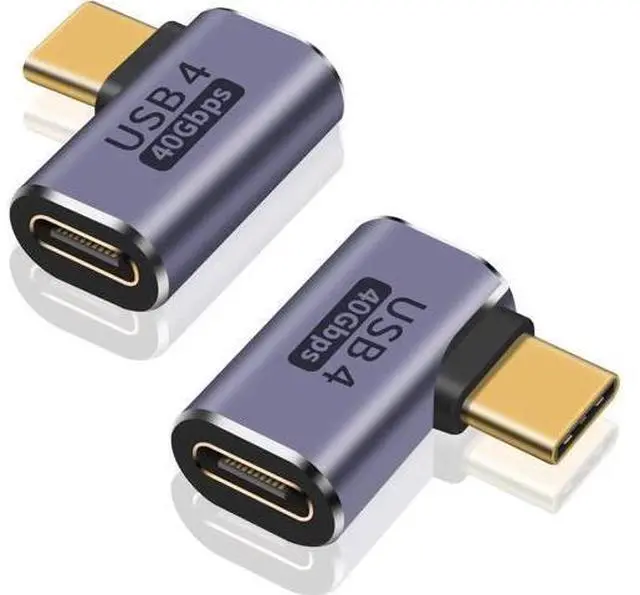 Main image of Right Angle USB C Adapter, 40Gbps 90 Degree Type C Extender Support 8K Video & 100W Charging for Thunderbolt 4, USB 4, Mobile Phone, Tablet, 2Pack