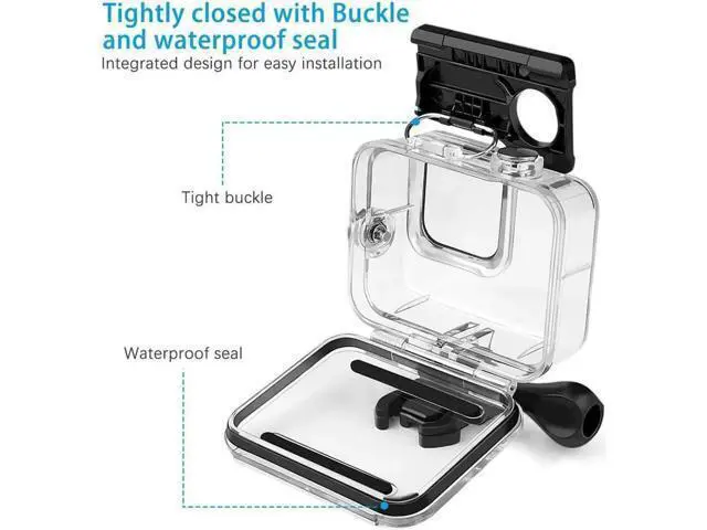 Alt view image 7 of 7 - 60M Waterproof Case for GoPro Hero 8 Black Underwater Waterproof Protective Housing Case for GoPro Action Camera with Quick Release Mount and Thumbscrew