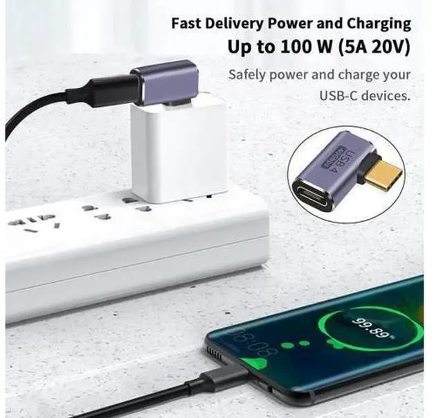 Alt view image 3 of 7 - Right Angle USB C Adapter, 40Gbps 90 Degree Type C Extender Support 8K Video & 100W Charging for Thunderbolt 4, USB 4, Mobile Phone, Tablet, 2Pack