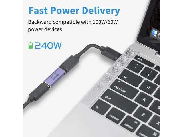Alt view image 2 of 6 - USB C Female to Female Adapter, USB C Coupler 240W Power Delivery, 40Gbps Type C Extender Adapter with 8K@60Hz Video Compatible for iPad, MacBook,Thunderbolt 4/3, (2Pack)