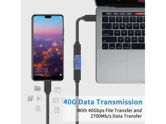 Alt view image 4 of 6 - USB C Female to Female Adapter, USB C Coupler 240W Power Delivery, 40Gbps Type C Extender Adapter with 8K@60Hz Video Compatible for iPad, MacBook,Thunderbolt 4/3, (2Pack)