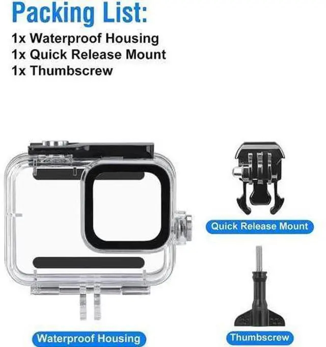 Alt view image 6 of 7 - Waterproof Case for GoPro Hero 12 Hero 11 Hero 10 Hero 9 Black, Underwater Dive Case Housing Shell Supports 60M/196FT Deep Diving Scuba Snorkeling with Bracket Screw GoPro Accessories