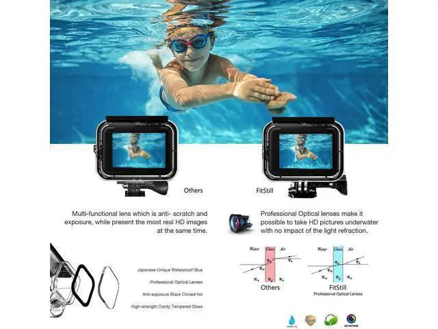 Alt view image 2 of 7 - 60M Waterproof Case for GoPro Hero 10 Black / Hero 9 Black, Protective Underwater Dive Housing Shell with Bracket Accessories for Go Pro Hero10 Hero9 Action Camera