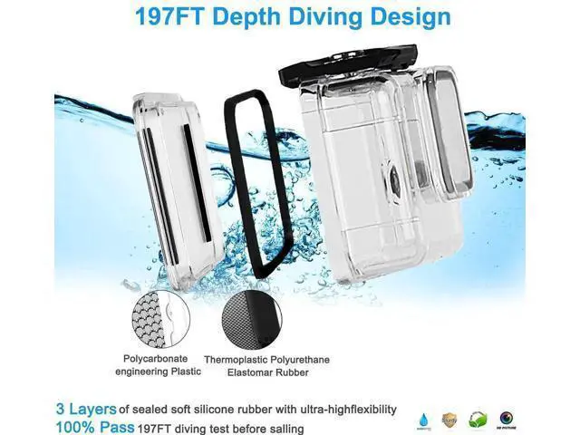 Alt view image 5 of 7 - 60M Waterproof Case for GoPro Hero 10 Black / Hero 9 Black, Protective Underwater Dive Housing Shell with Bracket Accessories for Go Pro Hero10 Hero9 Action Camera