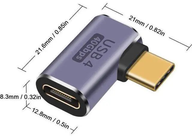 Alt view image 7 of 7 - Right Angle USB C Adapter, 40Gbps 90 Degree Type C Extender Support 8K Video & 100W Charging for Thunderbolt 4, USB 4, Mobile Phone, Tablet, 2Pack