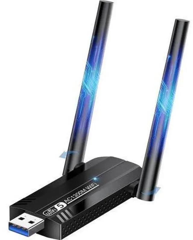 Main image of 1300Mbps USB 3.0 WiFi Adapter, Dual Antennas 5G/2.4G AC1300 Wireless Adapter WiFi Network Adapter Dongle for Desktop Computer Laptop PC Supports Windows11/10/8/7/Vista/XP, Mac OS 10.9-10.15