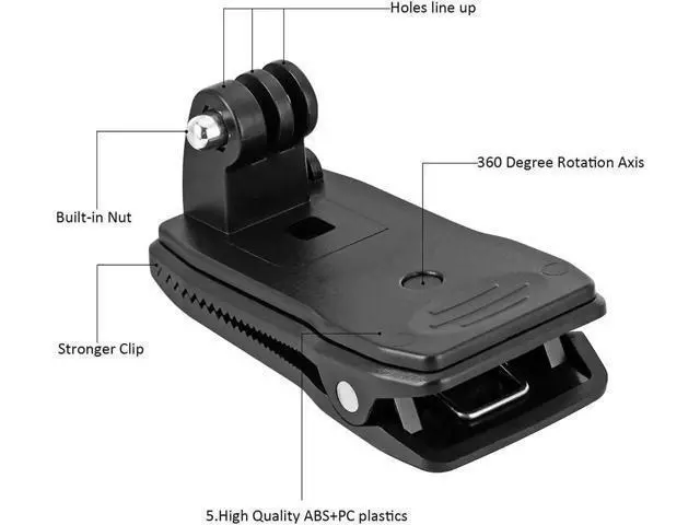 Alt view image 2 of 7 - Werleo Backpack Strap Mount Quick Clip Mount Compatible with Gopro Hero 2018 Fusion Gopro Hero 7 6 5 4 Session 3+ 3 2 1 Cameras
