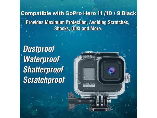 Alt view image 5 of 7 - Waterproof Case for GoPro Hero 12 Hero 11 Hero 10 Hero 9 Black, Underwater Dive Case Housing Shell Supports 60M/196FT Deep Diving Scuba Snorkeling with Bracket Screw GoPro Accessories
