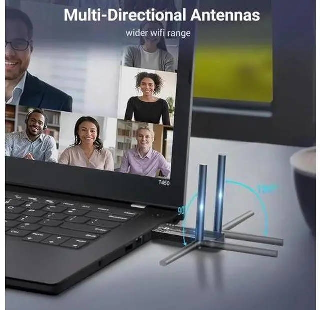 Alt view image 7 of 7 - 1300Mbps USB 3.0 WiFi Adapter, Dual Antennas 5G/2.4G AC1300 Wireless Adapter WiFi Network Adapter Dongle for Desktop Computer Laptop PC Supports Windows11/10/8/7/Vista/XP, Mac OS 10.9-10.15