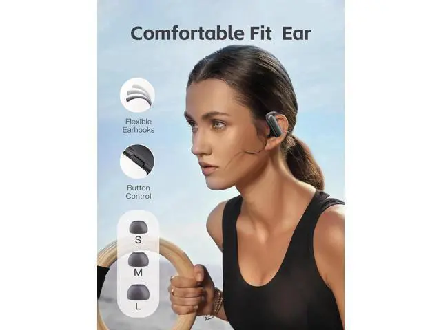 Alt view image 5 of 7 - True Wireless Earbuds, Bluetooth Headphones with Earhook 30Hrs Playtime Sport Ear Buds IPX7 Waterproof Over-Ear Headsets with Microphones Earphones for Workout Fitness Running Gym Black
