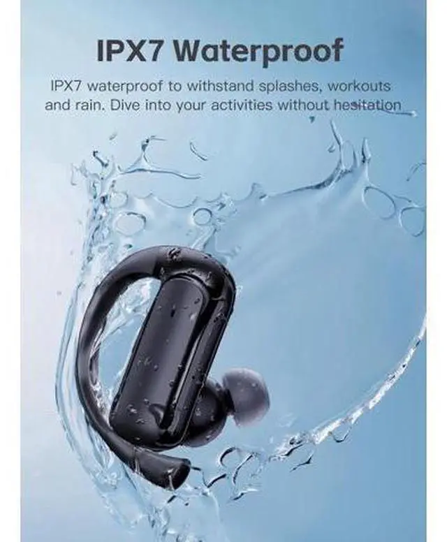 Alt view image 4 of 7 - True Wireless Earbuds, Bluetooth Headphones with Earhook 30Hrs Playtime Sport Ear Buds IPX7 Waterproof Over-Ear Headsets with Microphones Earphones for Workout Fitness Running Gym Black