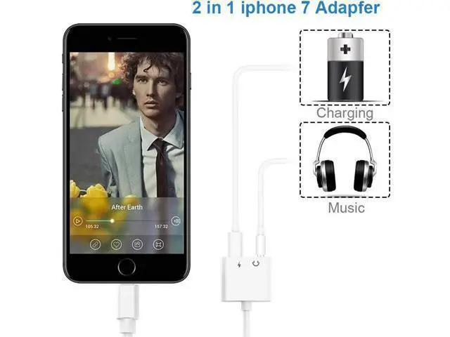 Alt view image 5 of 7 - 2 in 1 Lightning Headphone Jack and Charger Adapter for iPhone X XS MAX XR iPhone 8 7 6 Plus Converter AUX Female Audio and Charging Adaptor Cable Support Volume Control Call Sync Data