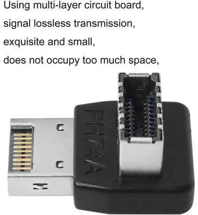 Alt view image 5 of 6 - Right Angle USB Type E Adapter USB3.1 Type E Header Converter 90 Degree Steering Elbow for Computer Motherboard (PH74A)