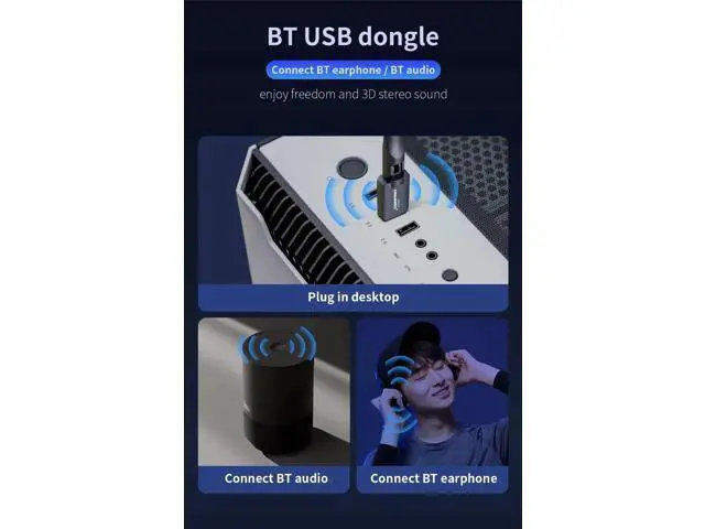 Alt view image 3 of 7 - USB BT5.3 Adapter 2.4GHz Free Drive Bluetooth Dongle with External Antenna Data transfer Support Windows 8.1/10 /11