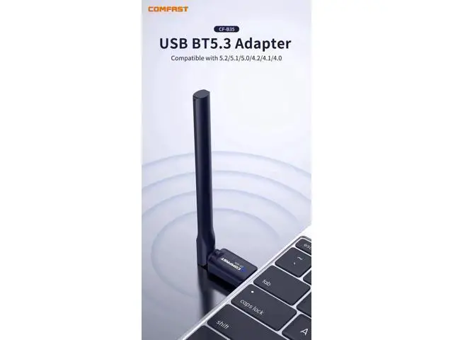 Alt view image 5 of 7 - USB BT5.3 Adapter 2.4GHz Free Drive Bluetooth Dongle with External Antenna Data transfer Support Windows 8.1/10 /11