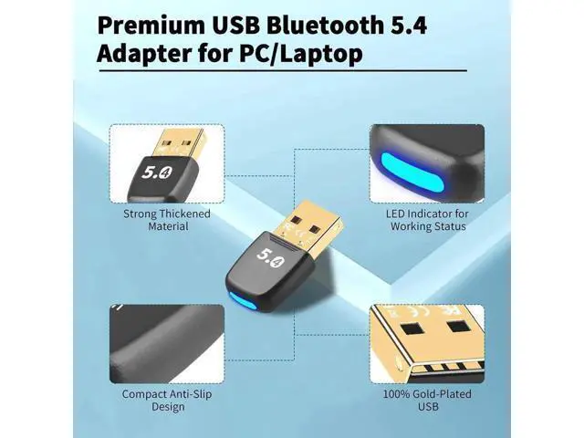 Alt view image 2 of 7 - Latest Bluetooth 5.4 USB Adapter for PC Laptop, 20M Range Wireless Transmitter Dongle Bluetooth Adapter for Computer Desktop Windows 11/10/8.1, Pair w/Headset Headphones Speaker Keyboard Mouse