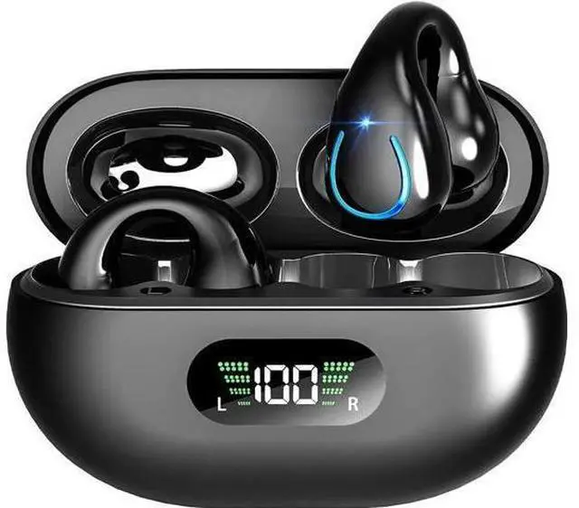Main image of Clip-On Wireless Earbuds Bone Conduction, Wireless Bluetooth V5.3 Open Ear Headphones, 80 Hours Playtime with Charging Case, IPX4 Waterproof Earphones Sport Cycling Running Work Earbud Hooks