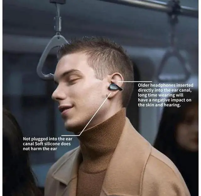 Alt view image 2 of 7 - Clip-On Wireless Earbuds Bone Conduction, Wireless Bluetooth V5.3 Open Ear Headphones, 80 Hours Playtime with Charging Case, IPX4 Waterproof Earphones Sport Cycling Running Work Earbud Hooks