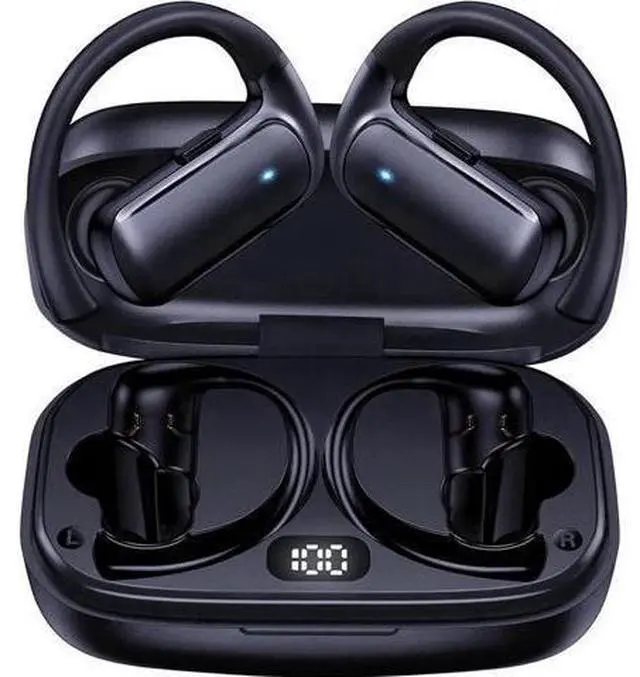 Main image of True Wireless Earbuds, Bluetooth Headphones with Earhook 30Hrs Playtime Sport Ear Buds IPX7 Waterproof Over-Ear Headsets with Microphones Earphones for Workout Fitness Running Gym Black