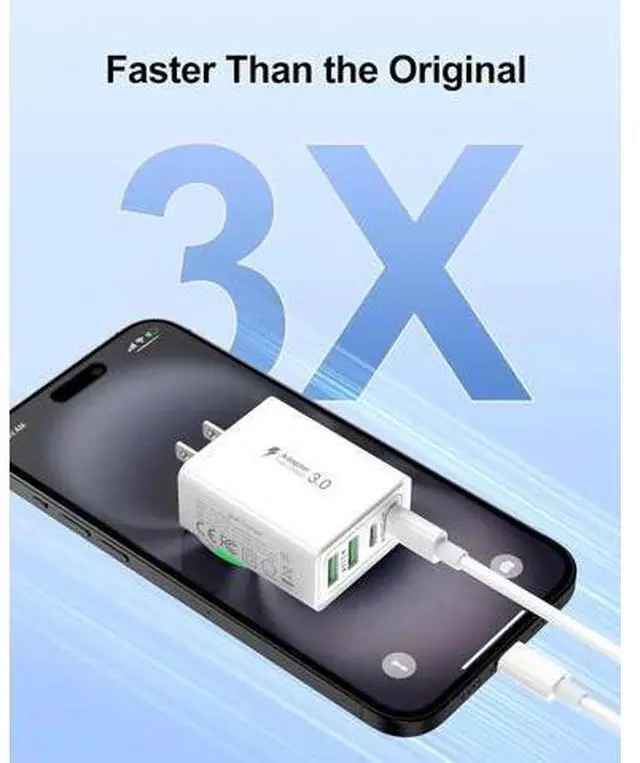 Alt view image 6 of 7 - USB C Charger Block, 2-Pack 40W 4-Port PD Fast Charging Dual USB C Wall Charger, Multiport Power Adapter for i-Phone 16 15 14 13 12 11, i-Pad, Galaxy S24 S23, Pixel, Tablet, Android Smartphones