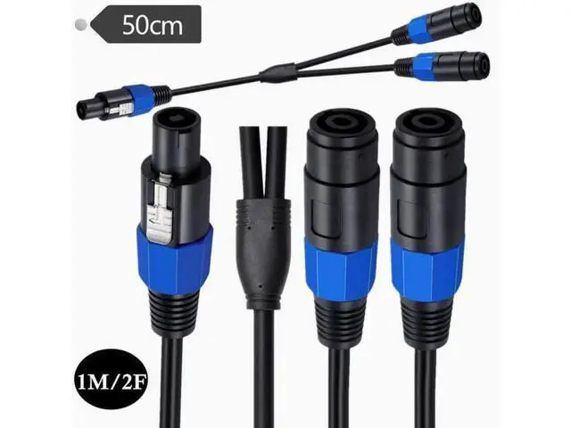 Alt view image 2 of 4 - Speakon a female to two male 8mm speaker cable Audio cable Ohm head cable 0.6² copper speaker connection cable