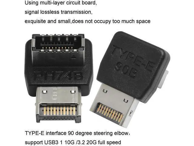 Alt view image 4 of 5 - Computer Motherboard USB3.1 Type-E Interface 90-Degree Right Angle Bent Head with Shell PH74B Right Angle Bent Head USB E Adapter for Computer Motherboard