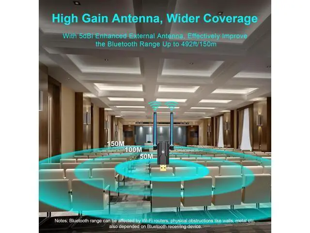 Alt view image 3 of 7 - USB Bluetooth 5.4 Adapter for PC Laptop, Long Range 492FT/150M Wireless Dongle Adaptor for Windows 11 10 8.1 7 Desktop, Plug and Play Bluetooth Mouse Keyboard Headphones Speaker Game Controller