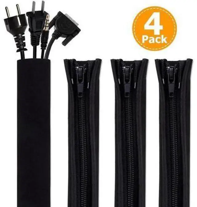 Main image of Cord Organizer System Cable Management Sleeve, 19.5 inch, Wire Cover with Zipper, Cable Wrap, Cord Sleeves for TV, Computer, Office, Home Entertainment, 4 Pack