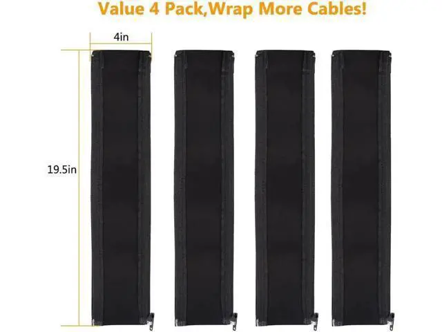 Alt view image 4 of 7 - Cord Organizer System Cable Management Sleeve, 19.5 inch, Wire Cover with Zipper, Cable Wrap, Cord Sleeves for TV, Computer, Office, Home Entertainment, 4 Pack
