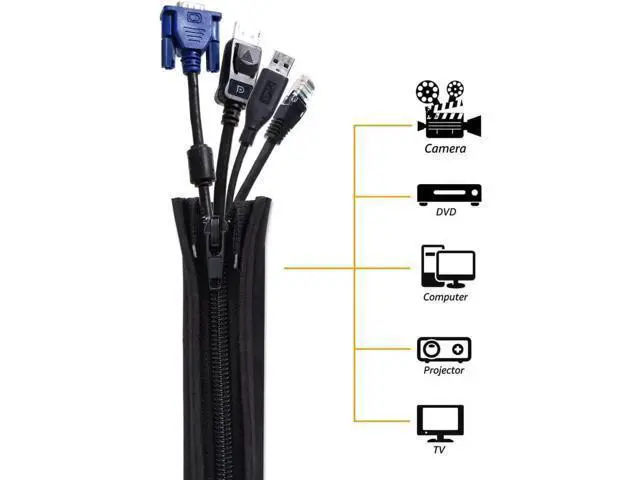 Alt view image 7 of 7 - Cord Organizer System Cable Management Sleeve, 19.5 inch, Wire Cover with Zipper, Cable Wrap, Cord Sleeves for TV, Computer, Office, Home Entertainment, 4 Pack