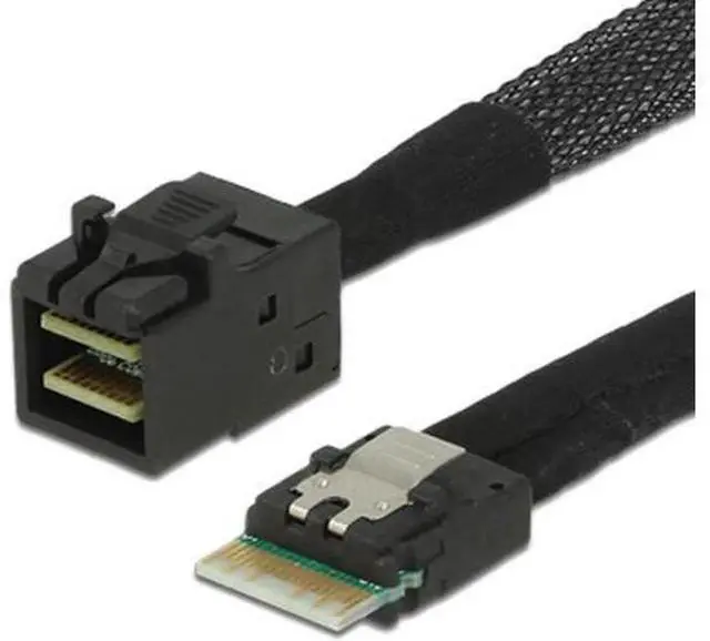 Alt view image 2 of 6 - Slim Line SAS 4.0 SFF-8654 4i 38pin to HD Mini SAS 4i SFF-8643 36pin Cable 0.5M