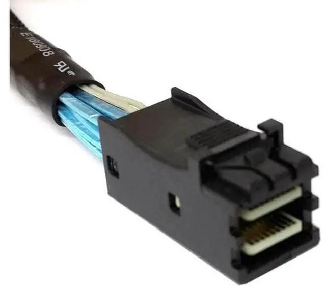 Alt view image 4 of 6 - Slim Line SAS 4.0 SFF-8654 4i 38pin to HD Mini SAS 4i SFF-8643 36pin Cable 0.5M