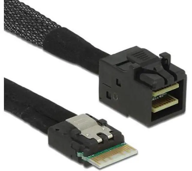Alt view image 6 of 6 - Slim Line SAS 4.0 SFF-8654 4i 38pin to HD Mini SAS 4i SFF-8643 36pin Cable 0.5M