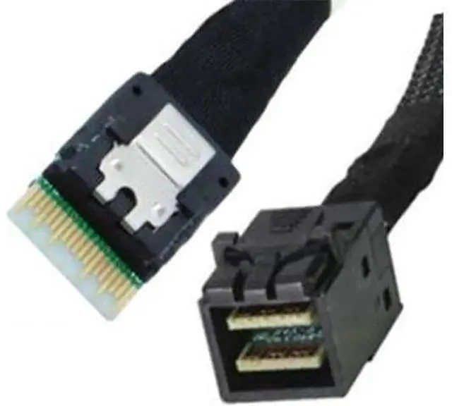 Alt view image 5 of 6 - Slim Line SAS 4.0 SFF-8654 4i 38pin to HD Mini SAS 4i SFF-8643 36pin Cable 0.5M