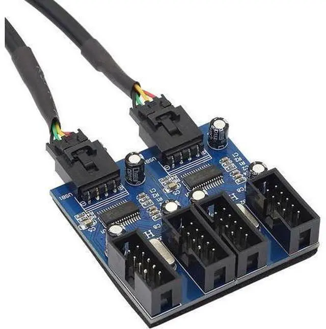 Alt view image 5 of 7 - Motherboard USB 9 Pin Header Hub Male 1 to 2/4 Female USB 2.0 Splitter Extension Cable, USB 9-pin Internal Cable 9 pin Connector Adapter for Port Multiplier (35cm)