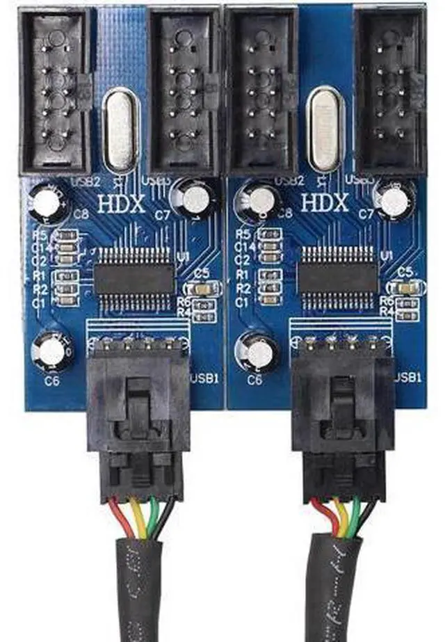 Alt view image 7 of 7 - Motherboard USB 9 Pin Header Hub Male 1 to 2/4 Female USB 2.0 Splitter Extension Cable, USB 9-pin Internal Cable 9 pin Connector Adapter for Port Multiplier (35cm)