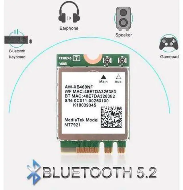 Alt view image 2 of 5 - Wi-Fi 6 MediaTek MT7921k MT7921 1800M Bluetooth 5.2 desktop / notebook wireless wifi network card supports windows10 / 11