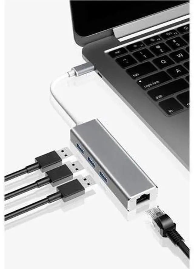 Alt view image 6 of 7 - 3 Ports USB 3.0 HUB Type C to RJ45 Gigabit Ethernet Network Card Adapter 1000Mbps USB-C USB3.0 HUB Splitter for Macbook Notebook Laptop