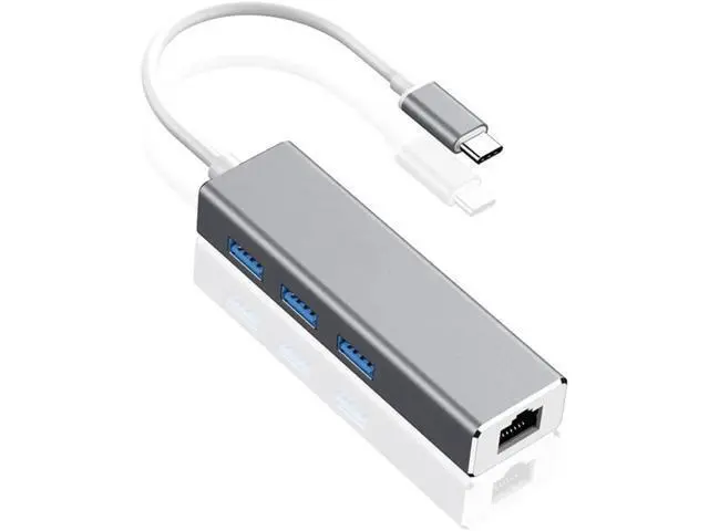 Alt view image 7 of 7 - 3 Ports USB 3.0 HUB Type C to RJ45 Gigabit Ethernet Network Card Adapter 1000Mbps USB-C USB3.0 HUB Splitter for Macbook Notebook Laptop