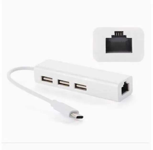 Main image of Type-C 2.0 to Network cable HUB 100 Mbit no-drive Hub network card +USB 2.0 type-c to RJ45