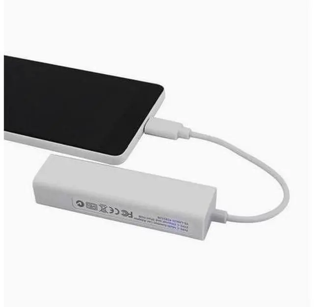 Alt view image 3 of 4 - Type-C 2.0 to Network cable HUB 100 Mbit no-drive Hub network card +USB 2.0 type-c to RJ45