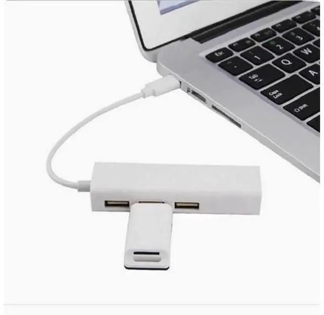 Alt view image 4 of 4 - Type-C 2.0 to Network cable HUB 100 Mbit no-drive Hub network card +USB 2.0 type-c to RJ45