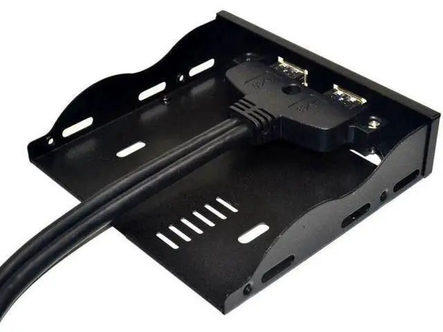 Alt view image 5 of 7 - 19Pin 20 Pin 2 Port USB 3.0 Front Panel 3.5 inch USB3.0 Hub Expansion Cable Adapter Metal Bracket