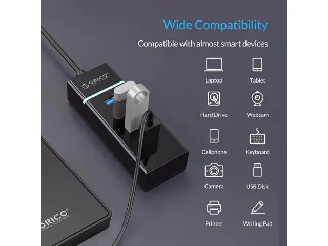 Alt view image 2 of 7 - Portable 4 Ports USB 3.0 HUB USB3.0 High Speed 5Gbps Dock Station