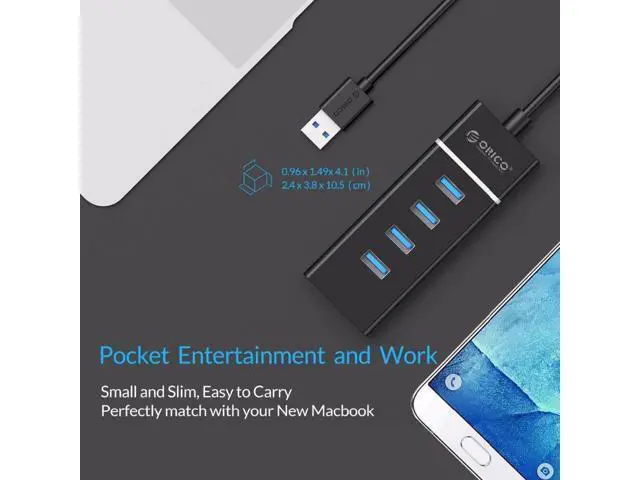 Alt view image 3 of 7 - Portable 4 Ports USB 3.0 HUB USB3.0 High Speed 5Gbps Dock Station